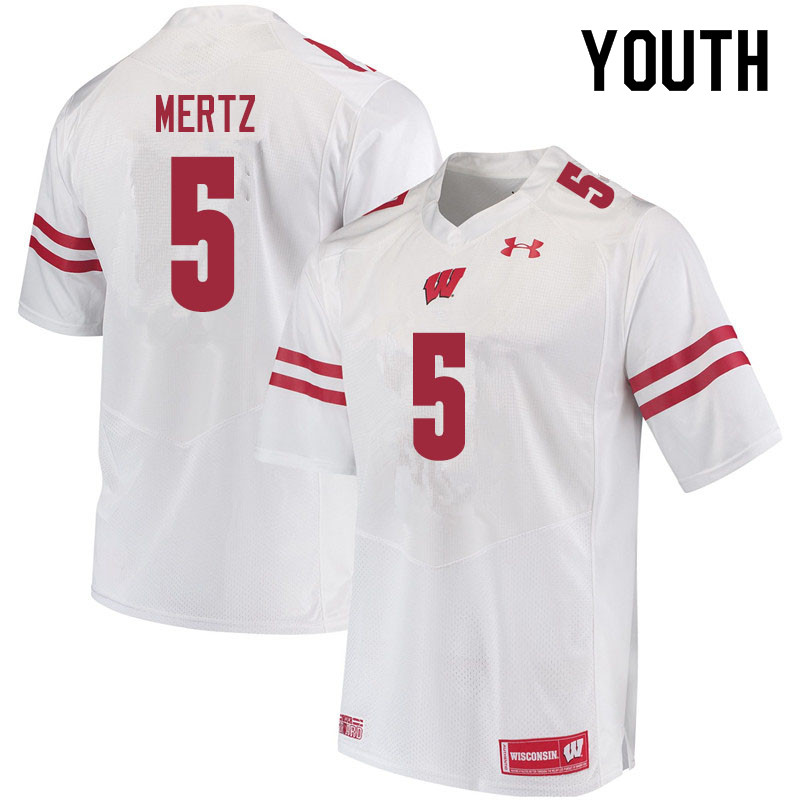 Wisconsin Badgers Youth #5 Graham Mertz NCAA Under Armour Authentic White College Stitched Football Jersey AF40V22NN